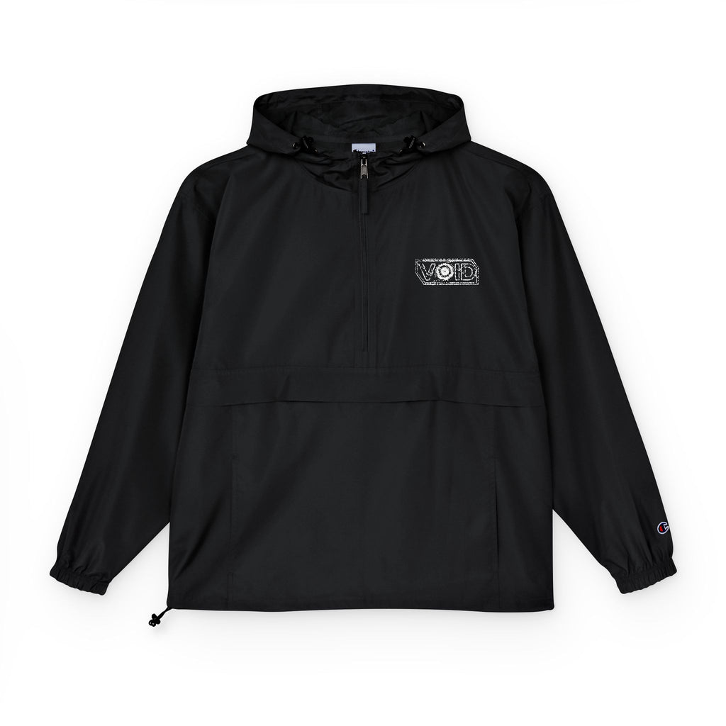The VOID-Packable Anorak Jacket — Black Floral Chest Print