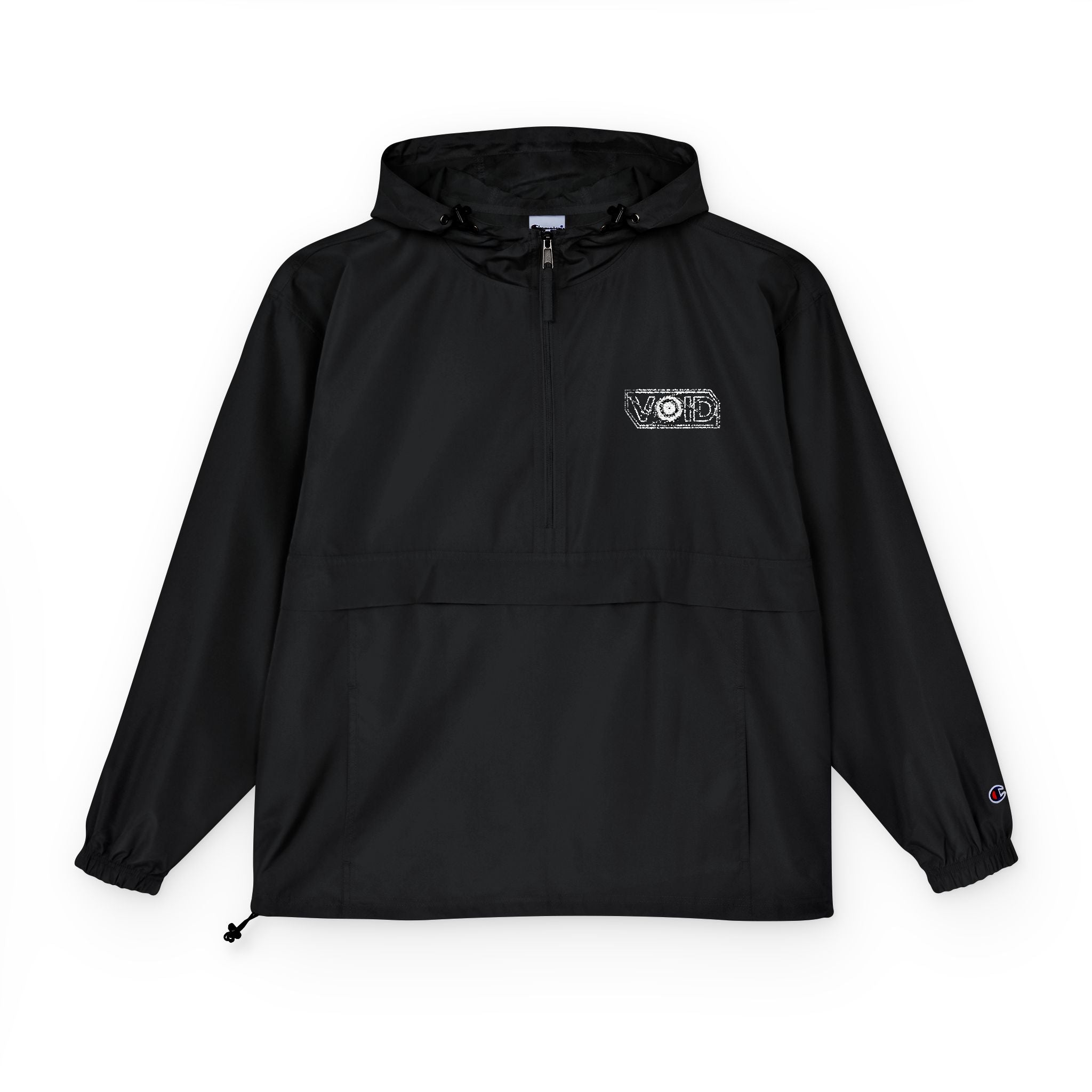 The VOID-Packable Anorak Jacket — Black Floral Chest Print