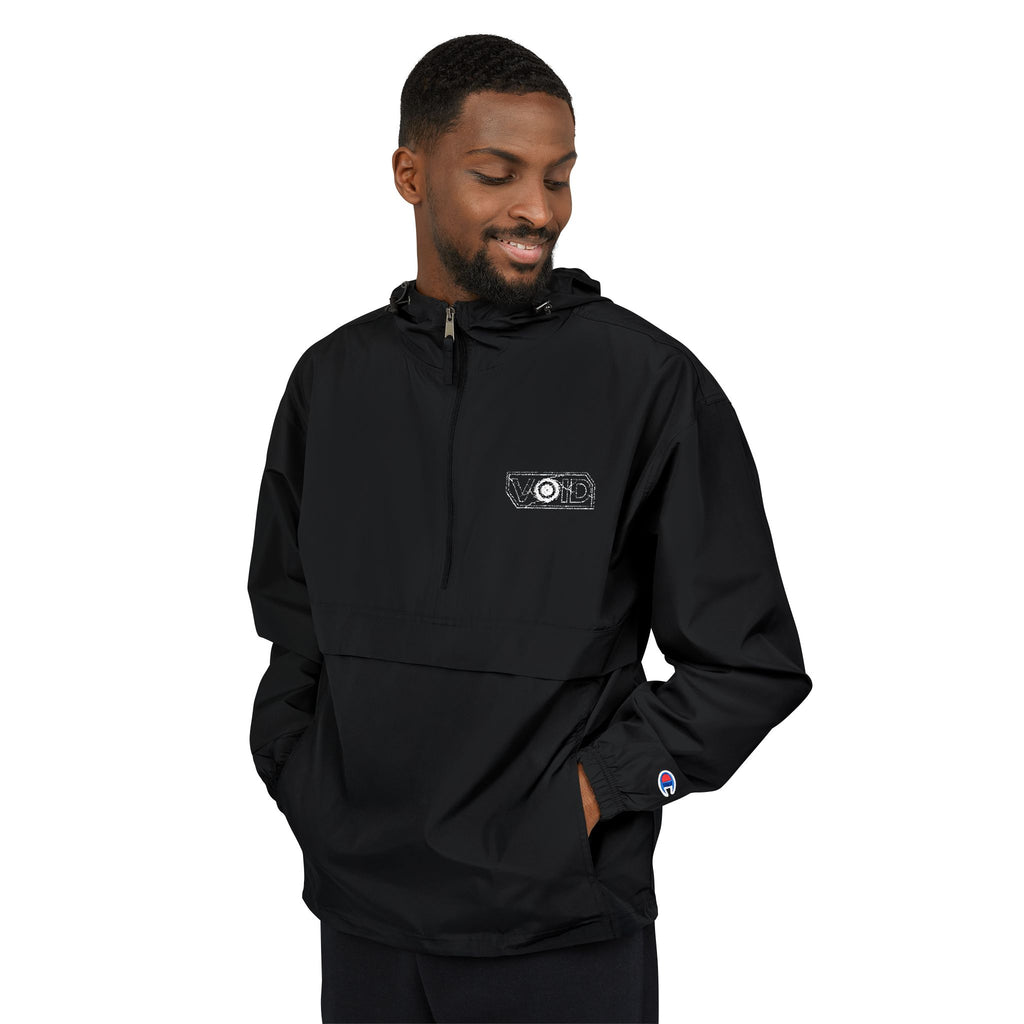 The VOID-Packable Anorak Jacket — Black Floral Chest Print