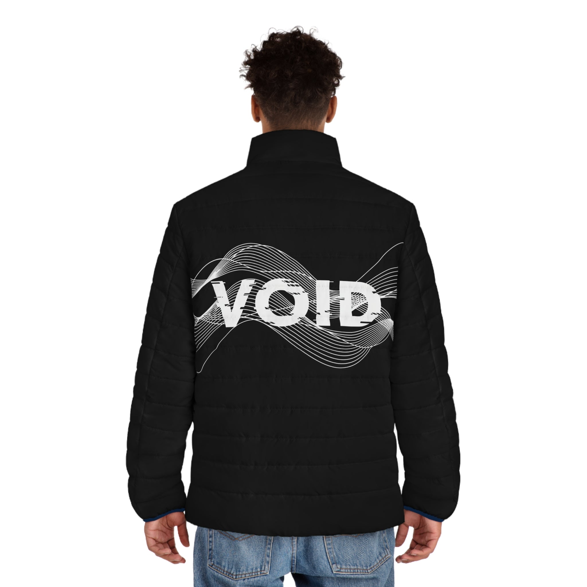 Void - Puffer Jacket — Men's Black Quilted Coat with 'VOID' Graphic