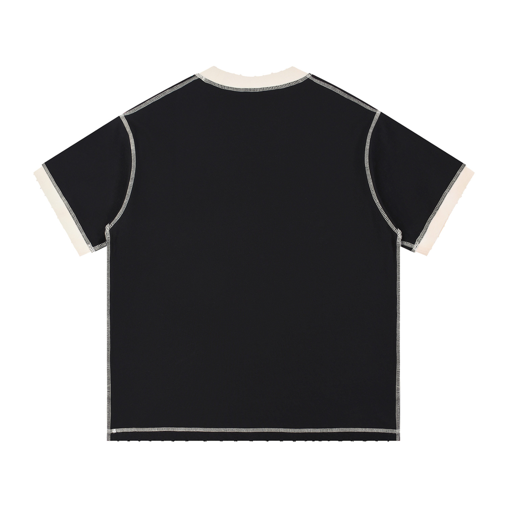 NOIR LINE - Contrast-Stitched Cotton T-Shirt
