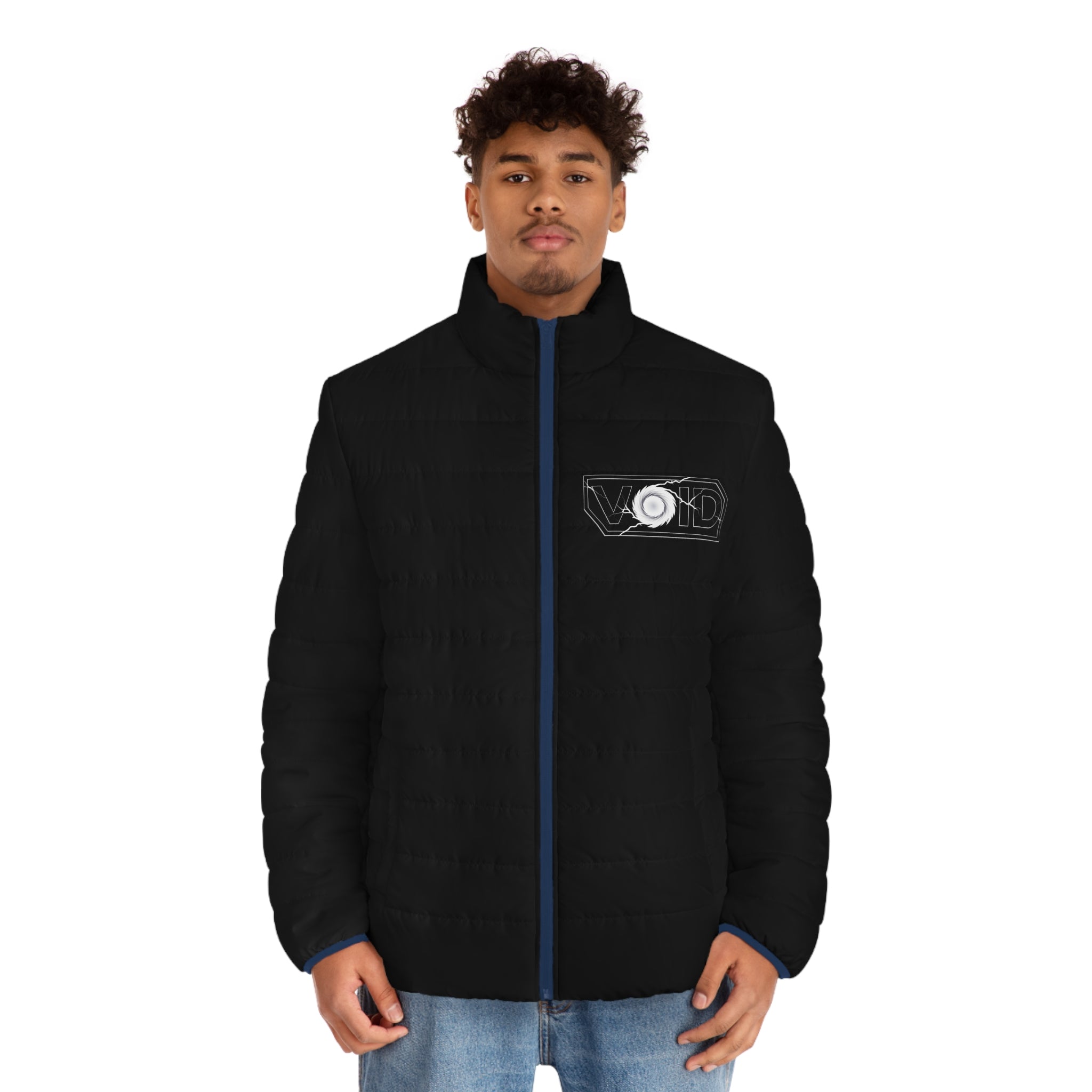 Void - Puffer Jacket — Men's Black Quilted Coat with 'VOID' Graphic