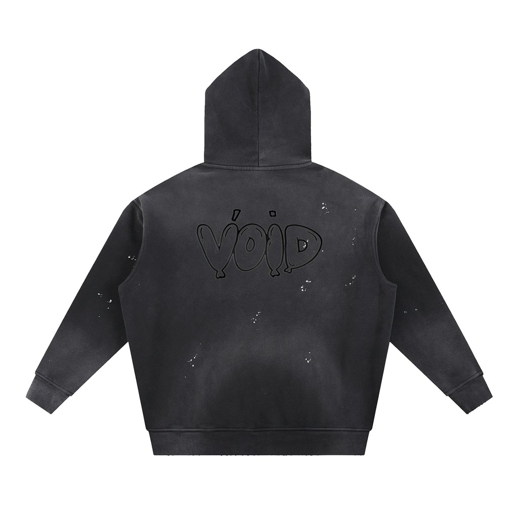 Vintage Washed Frayed Fleece Hoodie
