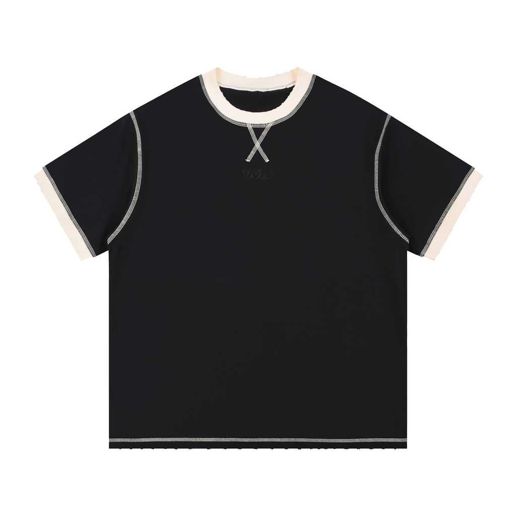 NOIR LINE - Contrast-Stitched Cotton T-Shirt