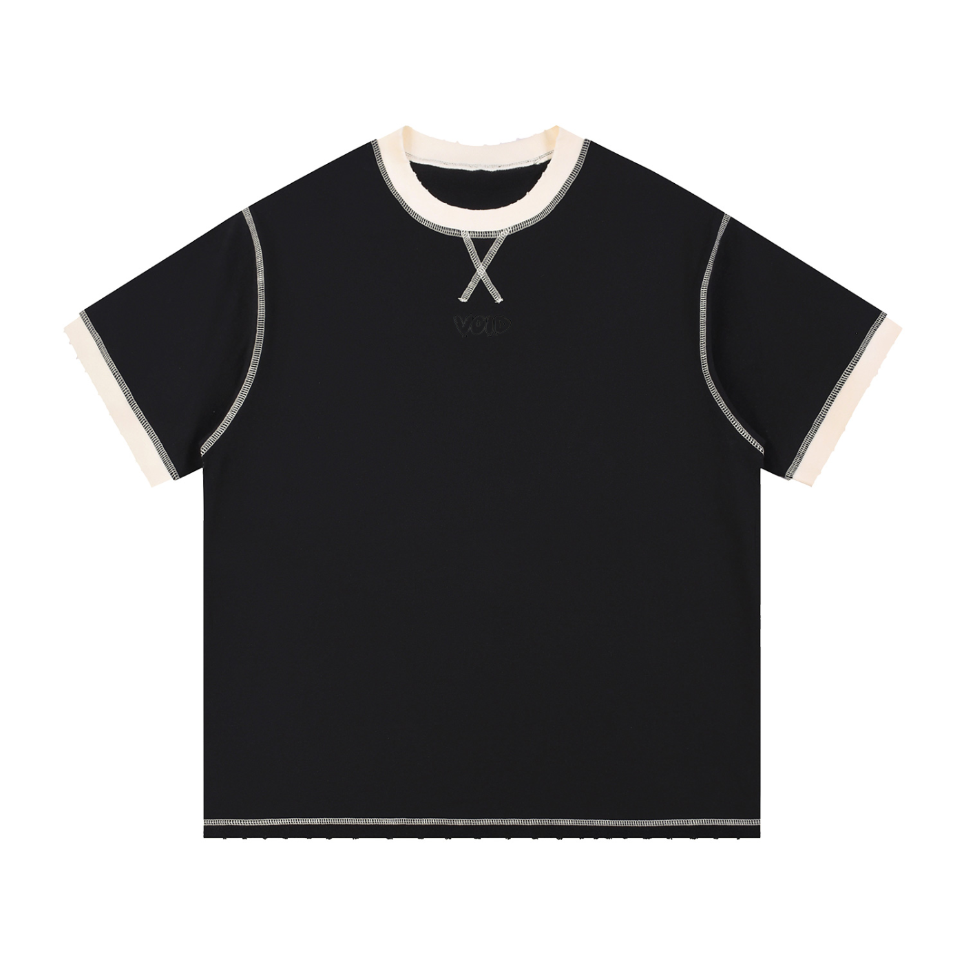 NOIR LINE - Contrast-Stitched Cotton T-Shirt