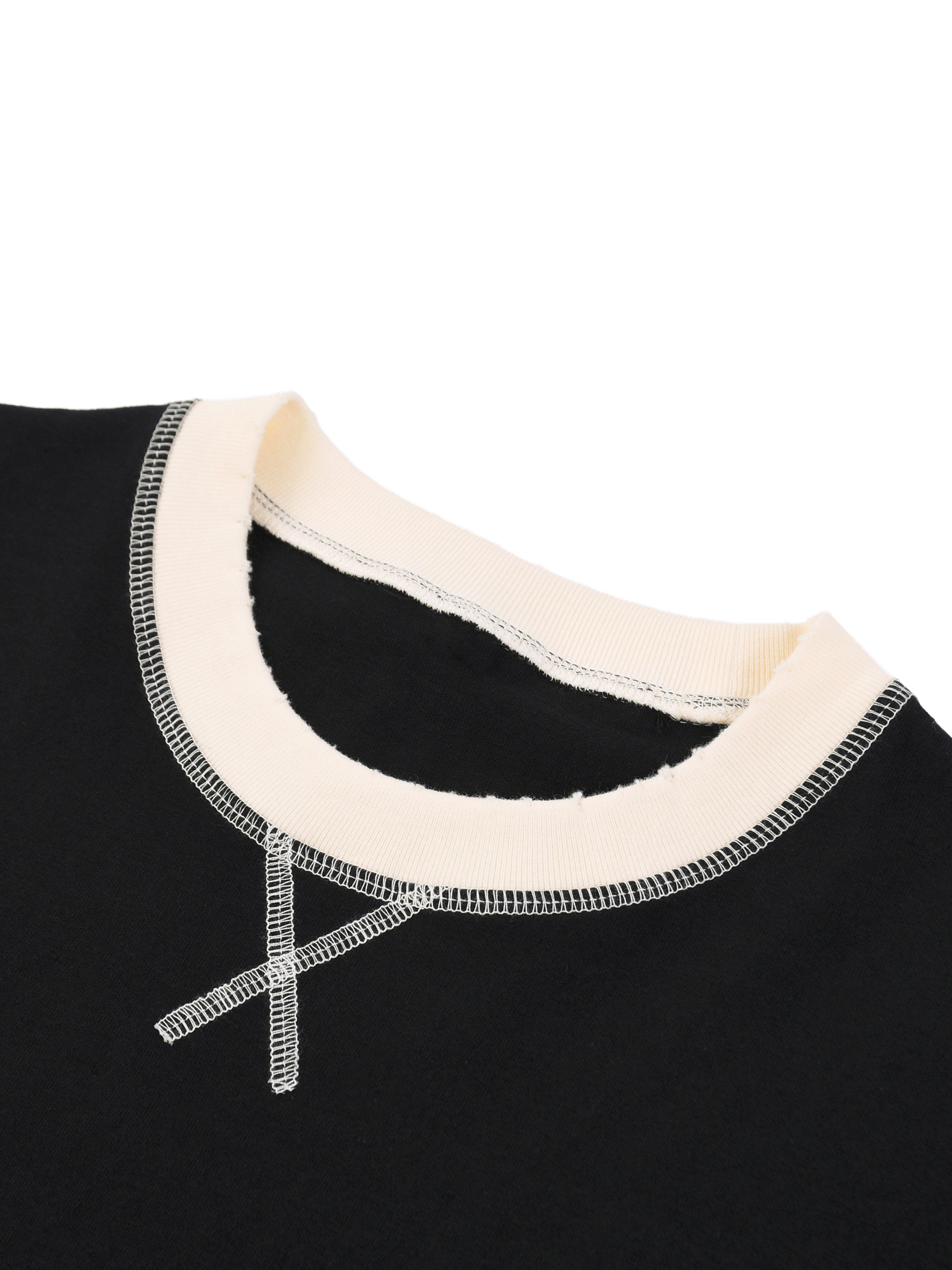 NOIR LINE - Contrast-Stitched Cotton T-Shirt
